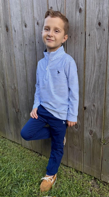 The Prep and Play Collection - Blue Striped Top, Navy Joggers