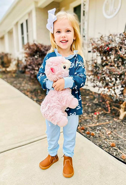 Bows and Puppies- Collin’s Crewneck with Ruffle Collar and Legging Set
