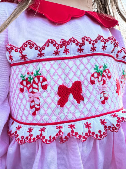 Candy Cane Lane PO16: Girl’s Smocked  Skirted Bubble