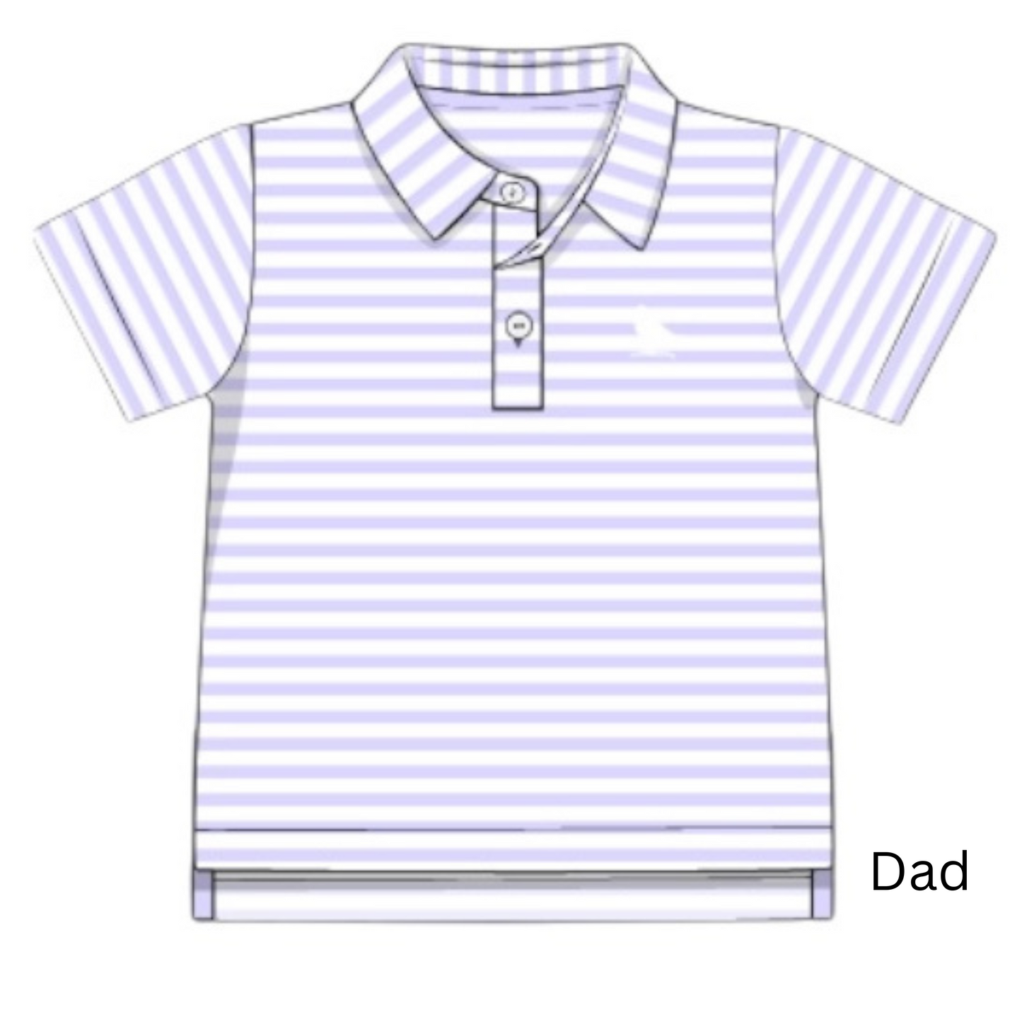 RTS - Proper Polo - DAD - Periwinkle Petals and Stripes