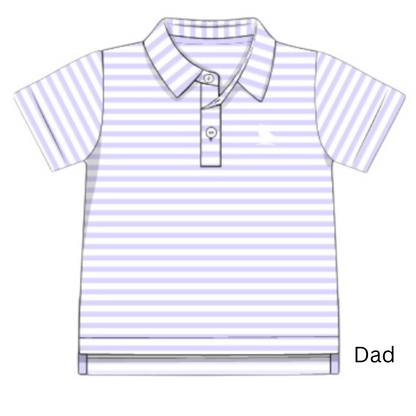 RTS - Proper Polo - DAD - Periwinkle Petals and Stripes