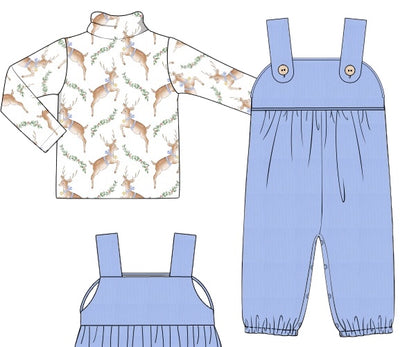 Patton's Romper and Turtleneck Set - Reindeer Games Boy