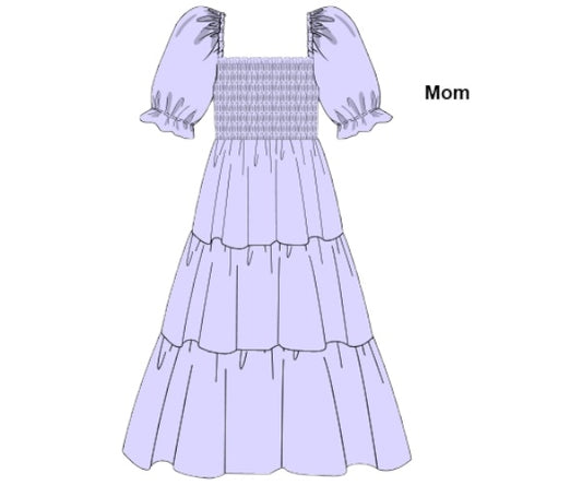 Periwinkle Petals and Stripes - Mom - Lora’s Puff Sleeve Dress