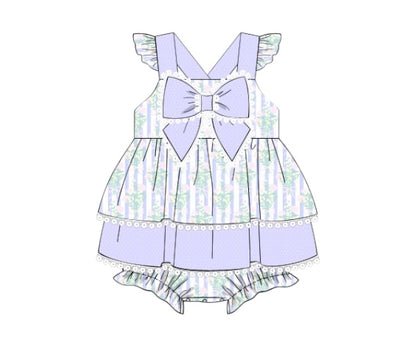 Periwinkle Petals and Stripes - Myra Lou’s Bow Diaper Bubble