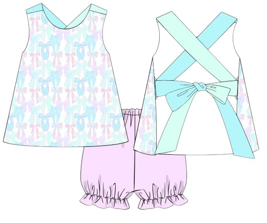 Bows and Beachballs-Piper Open Back Bloomer Set
