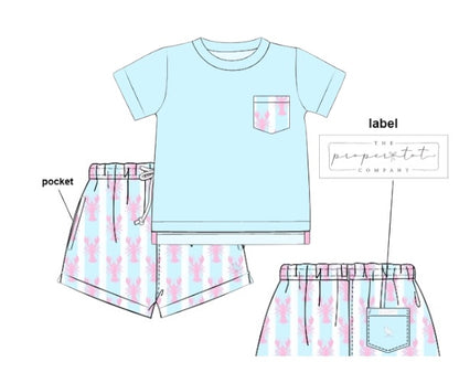 Lobster Trellis - Saylor’s Pocket Tee Shortie Set