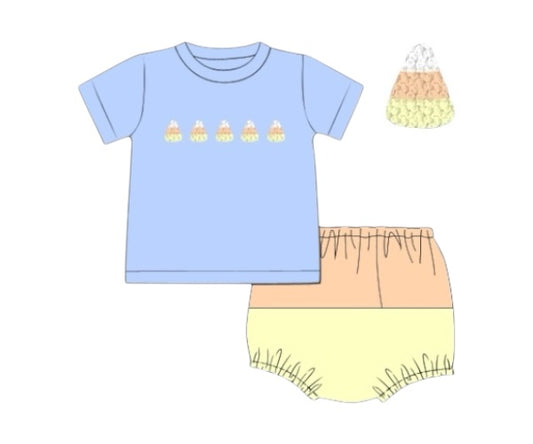 RTS - French Knot Candy Corn Colorblock- Saylor’s Diaper Set