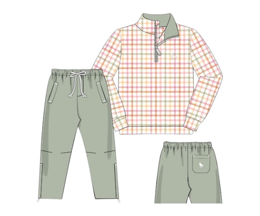 RTS - Chain Stitch Turkeys - Hayden’s Quarter Zip Joggers Set