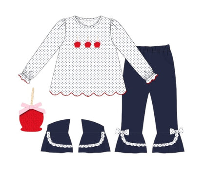 RTS - French Knot Candy Apple - Camellia’s Pants Set