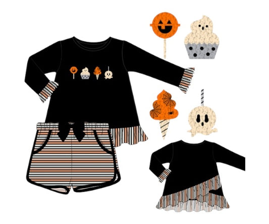 RTS - French Knot Spooky Snacks - Heidi Shorts Set