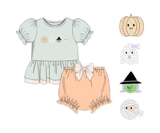 Halloween Friends - Penni’s Double Ruffle Diaper Set