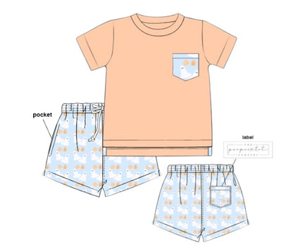 RTS - Pumpkins and Ghosts - Saylor’s Pocket Tee Shorties Set