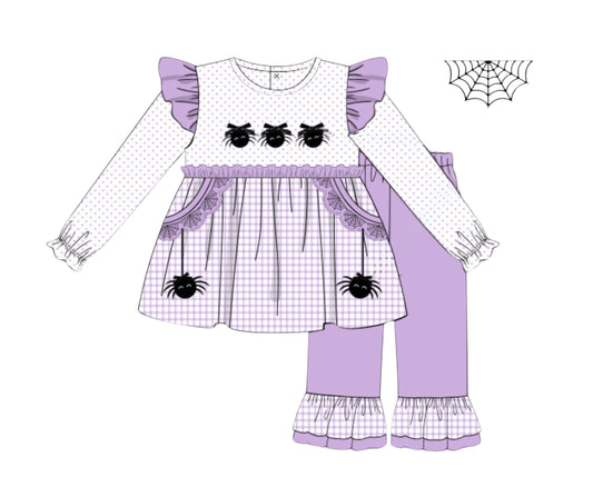 Spooky Cute Spiders - Elise’s French Knot Pant Set