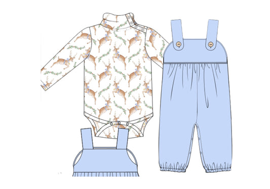 Patton's Romper and Turtleneck Onesie Set - Reindeer Games Boy