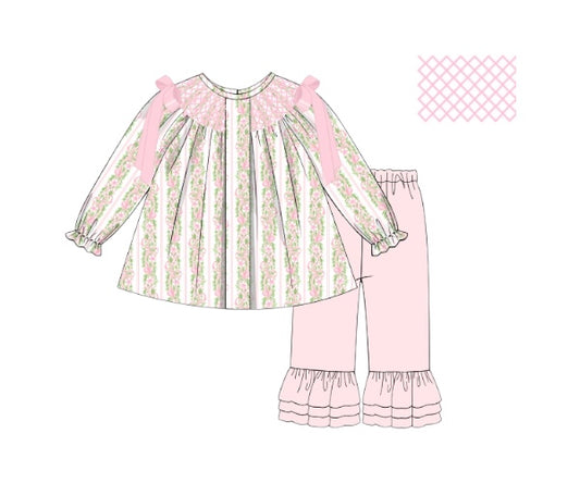 Sweet Mint Garland - Ginny’s Smocked Pleated Bishop Pants Set