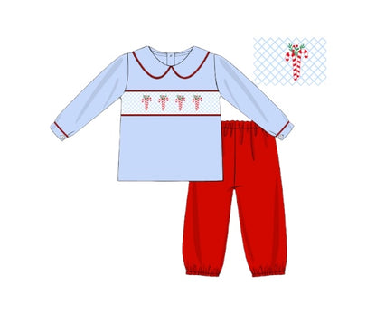Candy Cane Lane PO16: Boy’s Smocked Pant Set