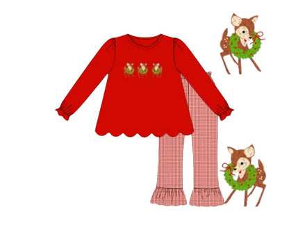 Reindeer Games - Camellia’s French Knot Pants Set