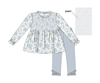 The Pearlwood Collection - Henrietta Geo and Pearl Smocked Leggings Set