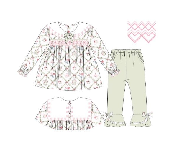 Clover and Blooms - Presley’s Embroidered Collar Pants Set