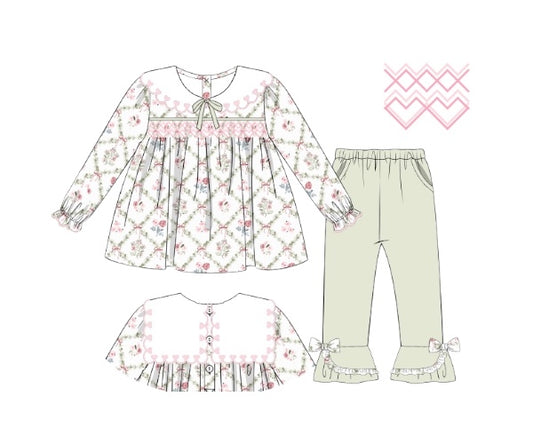 Clover and Blooms - Presley’s Embroidered Collar Pants Set