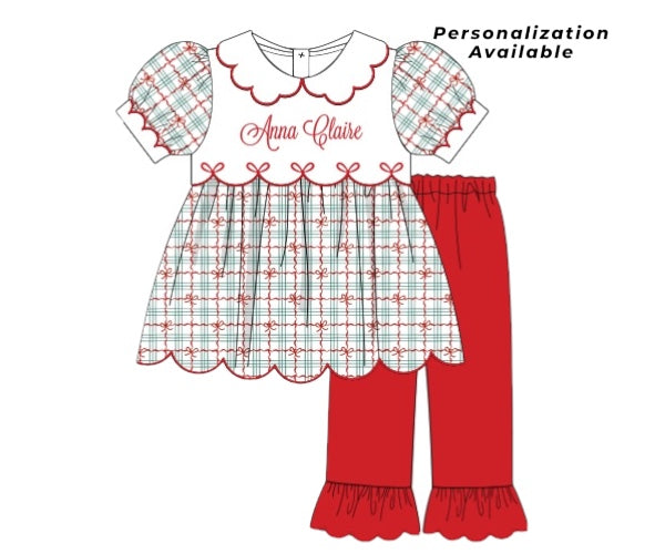 Wrapped in Bows: Custom Name Girl Pants Set
