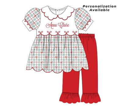 Wrapped in Bows: Custom Name Girl Pants Set