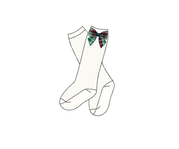 Tartan Tidings: Girl Plaid Bow Socks