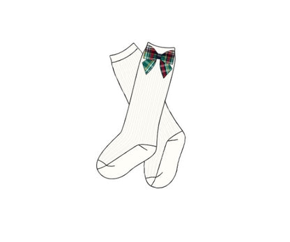 Tartan Tidings: Girl Plaid Bow Socks
