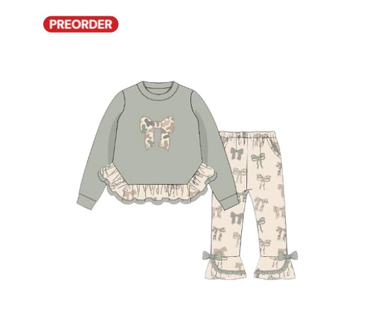 Fall Camo and Bows - Girl Pant Set
