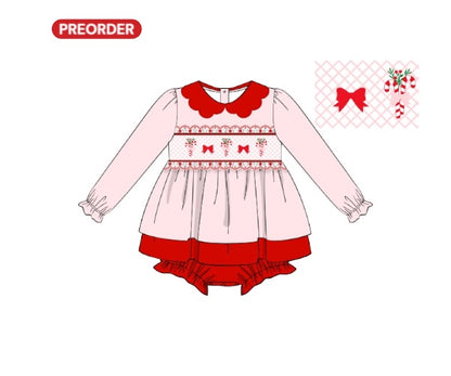 Candy Cane Lane PO16: Girl’s Smocked  Skirted Bubble