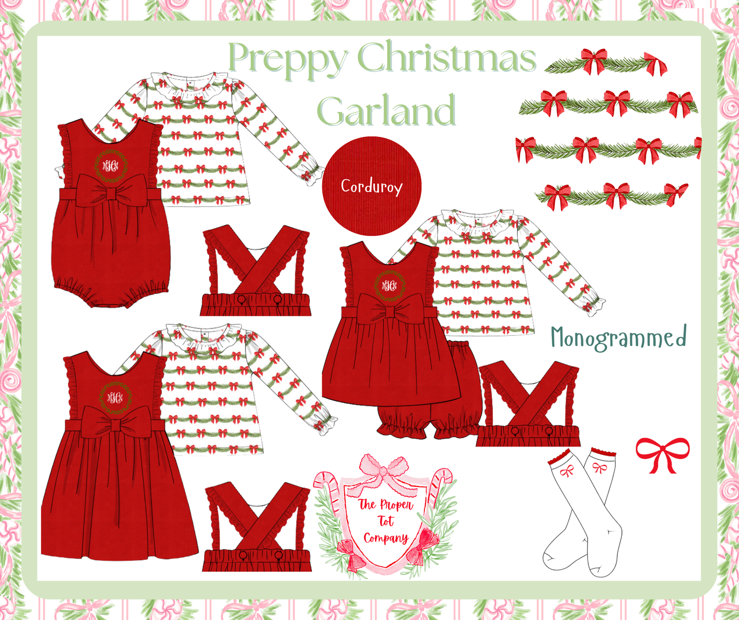 Preppy Christmas Garland - Dana’s Bloomer Set
