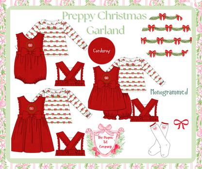 Preppy Christmas Garland - Dana’s Bloomer Set