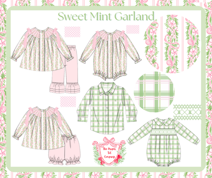 Sweet Mint Garland - Ginny’s Smocked Pleated Bishop Pants Set