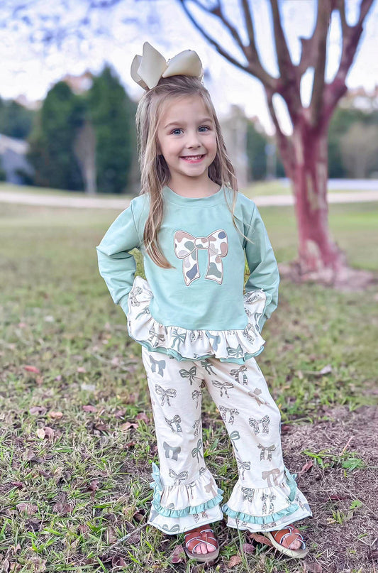 Fall Camo and Bows - Girl Pant Set