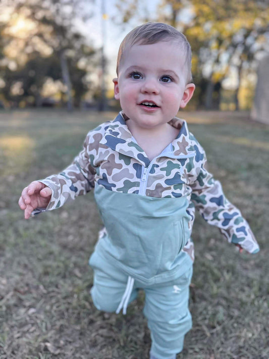 Fall Camo and Bows: Proper Quarter-Zip and Jogger Set